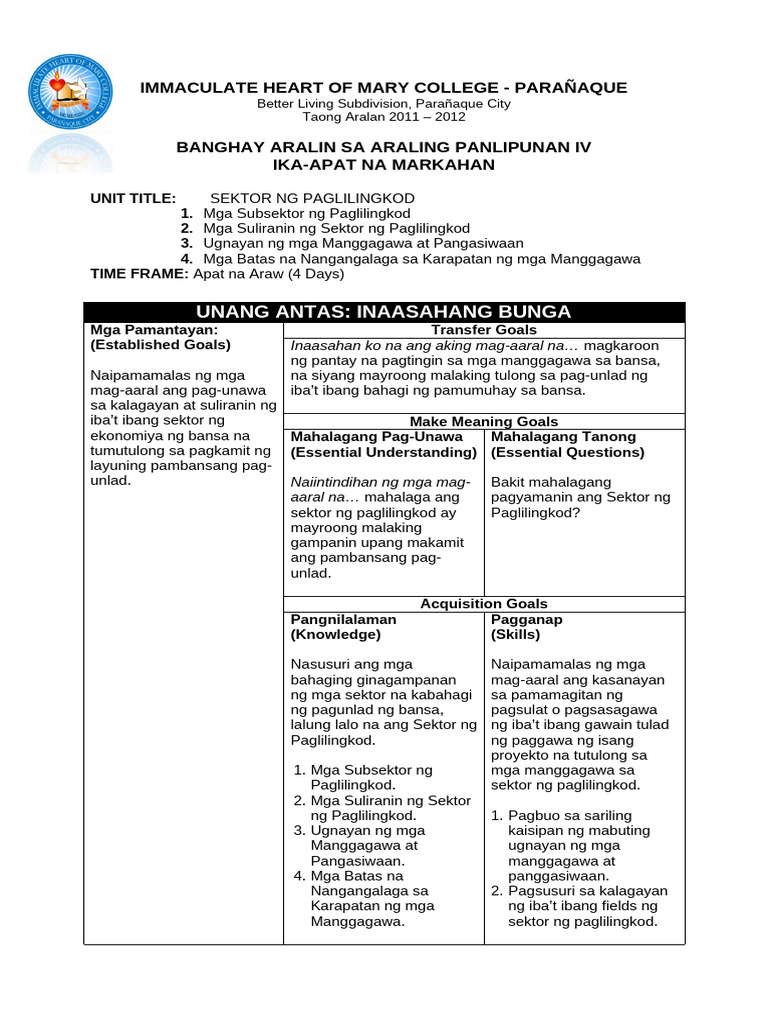 UbD Format | PDF