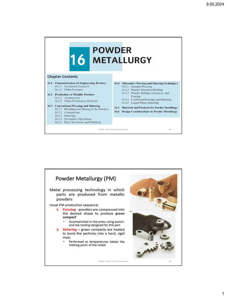 Powder Metallurgy Process Overview | PDF | Sintering | Applied And ...