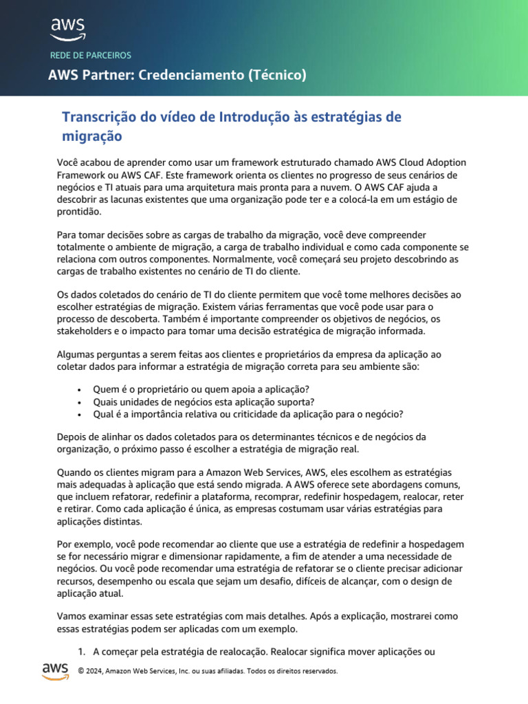 Estratégias de Migração para AWS | PDF | Computação em nuvem | Amazon ...
