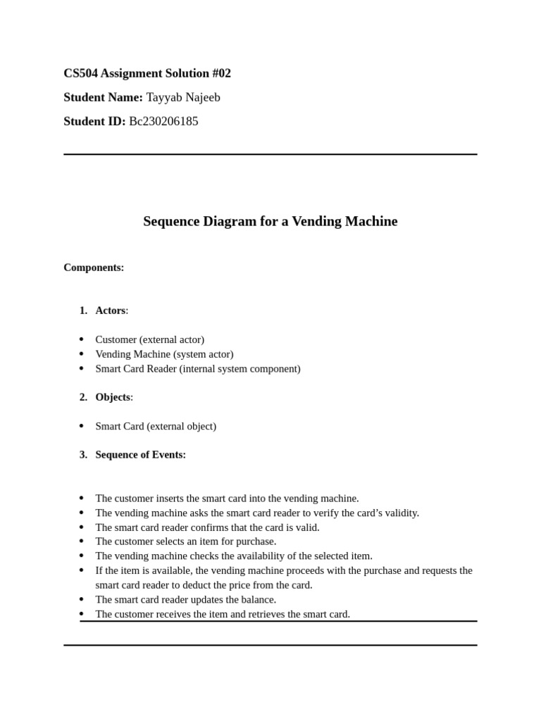 Vending Machine Sequence Diagram Analysis | PDF