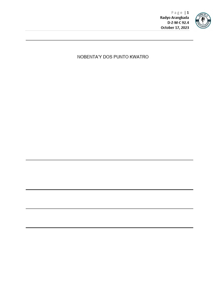 Radio Broadcasting Filipino Script | PDF