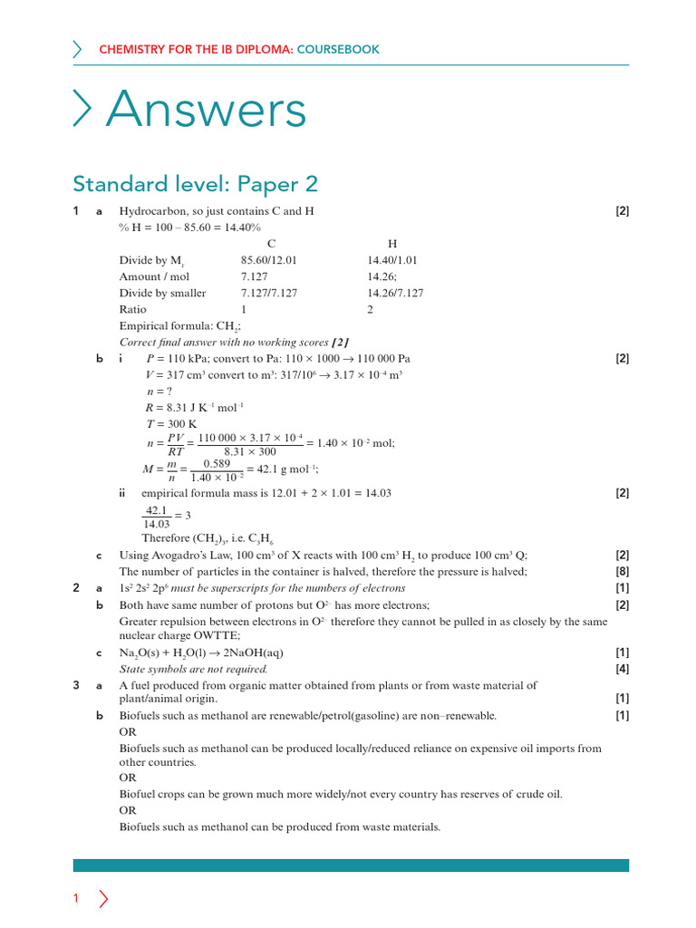 Ib Chemistry DC Answers SP 2 SL | PDF | Ion | Chemical Bond
