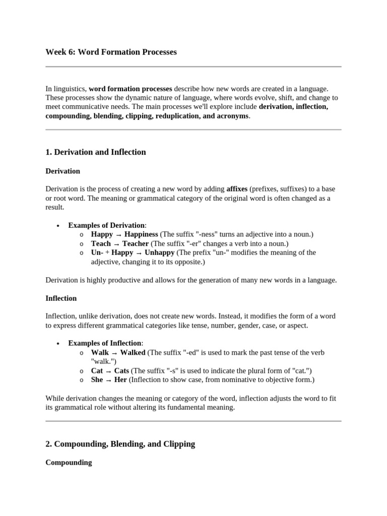 Word Formation Processes in Linguistics | PDF | Verb | Word