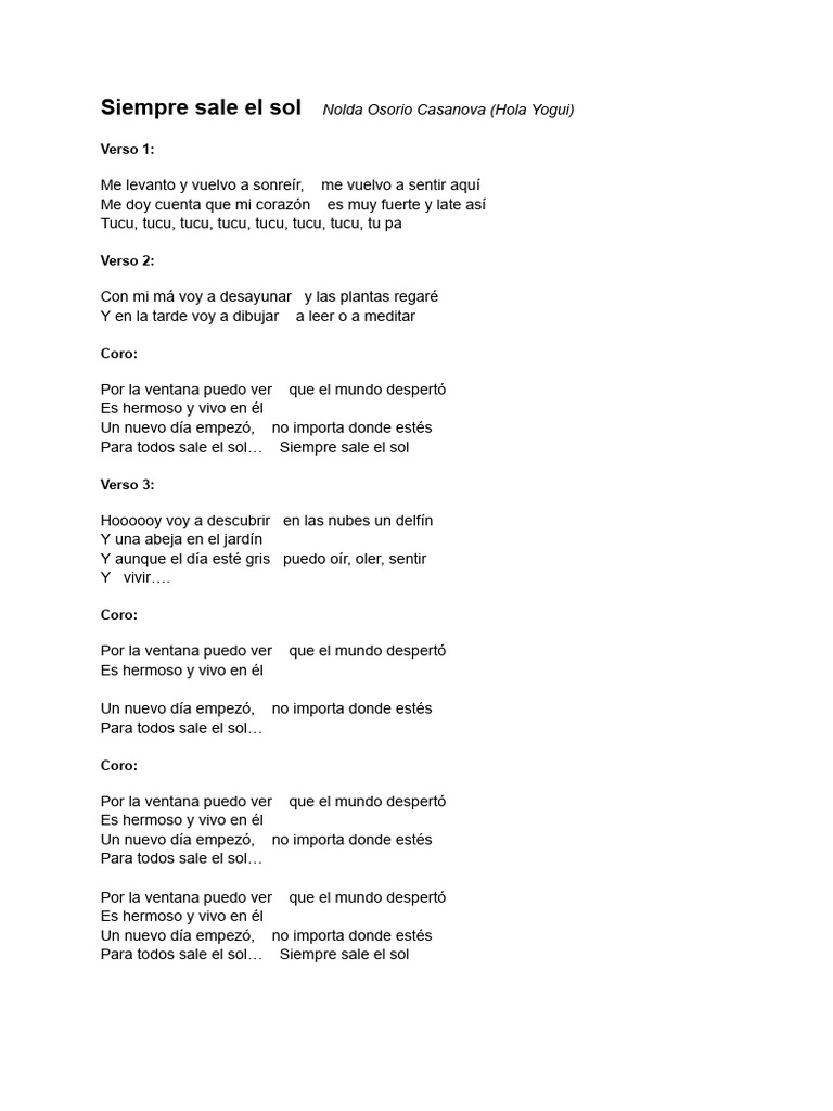 Siempre sale el sol: Letra y mensaje | PDF