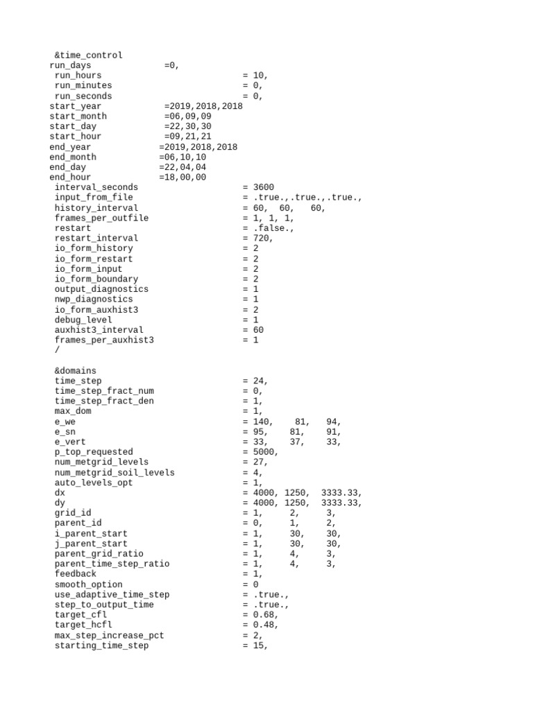 Namelist.input Low | PDF
