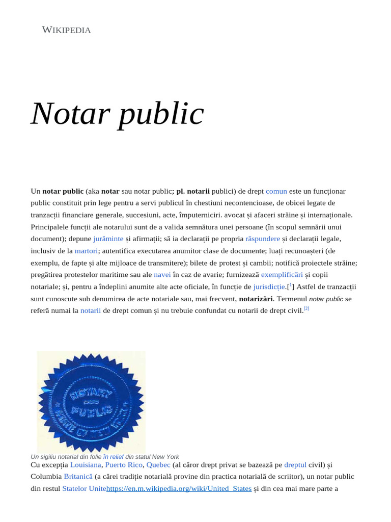 Notar Public - Wikipedia | PDF