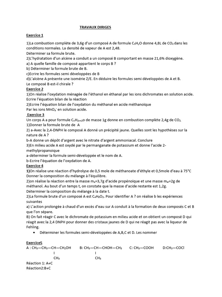 Formules et Réactions Organiques en Chimie | PDF | Ph | Acide