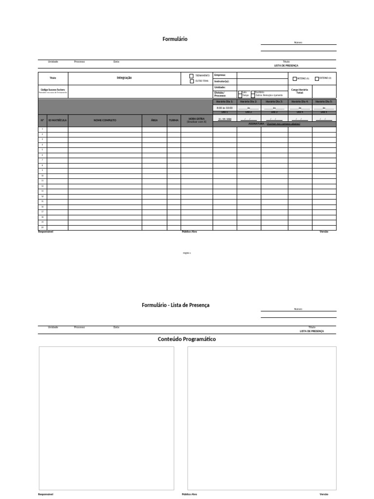 Lista de Presença para Treinamento | PDF