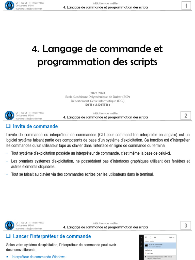 Introduction à la programmation de scripts | PDF | Interface système ...