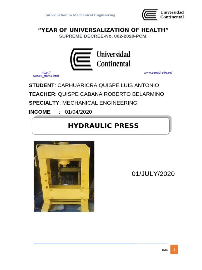 Introduction To Mechanical Engineering - Project | PDF | Pressure ...