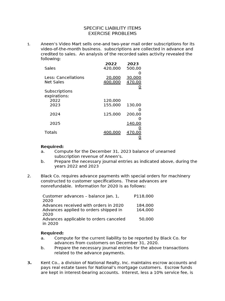 Assignment 2 specific liability items pdf subscription business