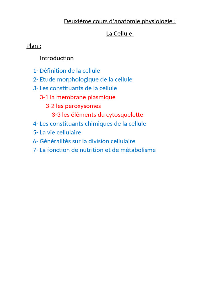 Anatomie et Physiologie de la Cellule | PDF | Cellule (Biologie ...