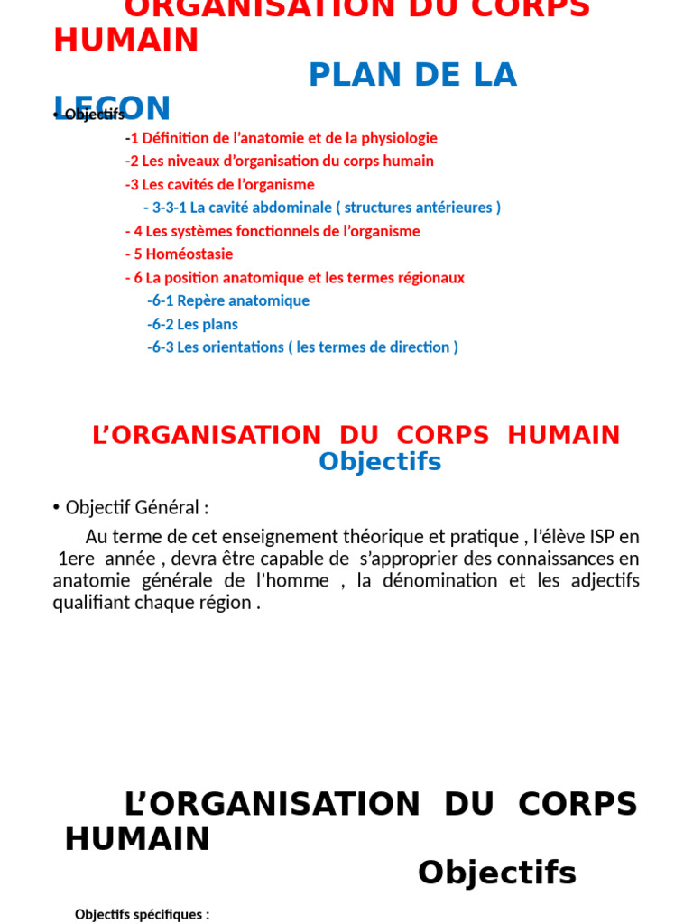 Anatomie et organisation du corps humain | PDF | Système de référence ...
