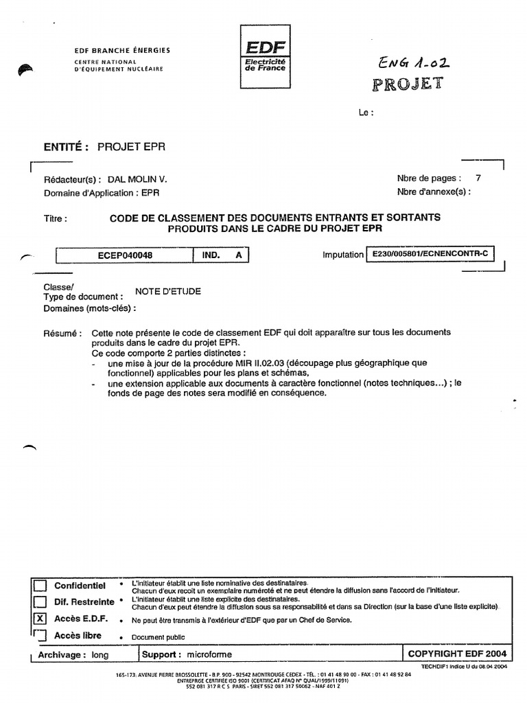 ENG1.02 - ECEP040048A Codes de Classement Des Documents | PDF