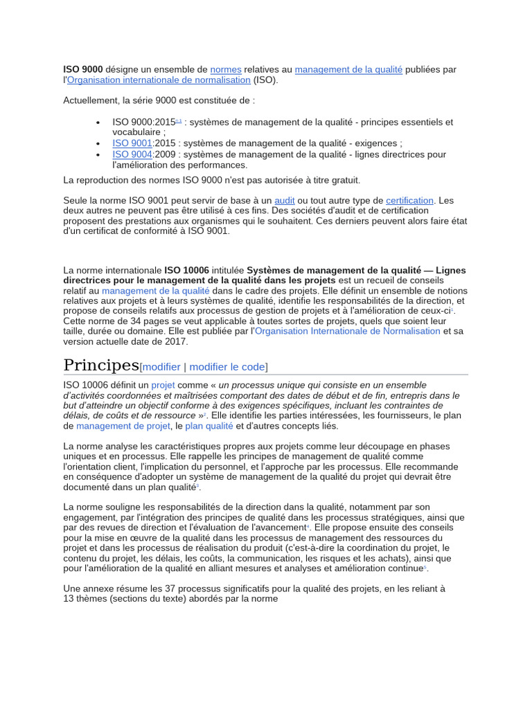 Normes ISO 9000 et management de qualité | PDF | Management de la ...