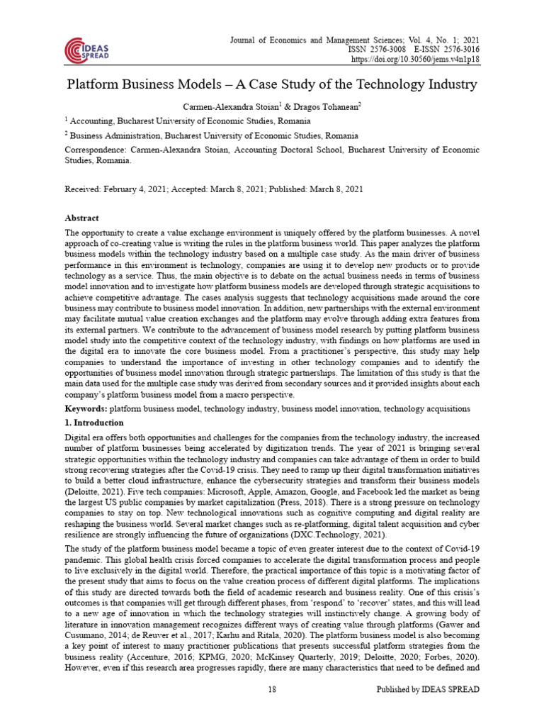 Platform Business Models in Tech Industry | PDF | Business Model ...