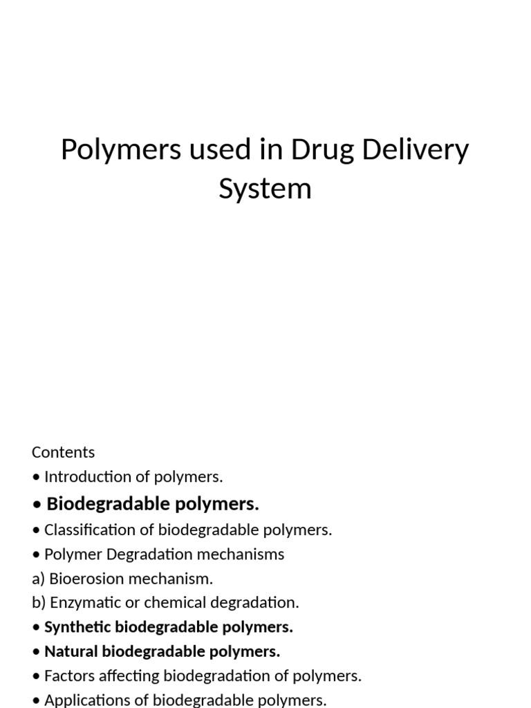Biodegradable Polymers in Drug Delivery | PDF | Polymers | Biodegradation