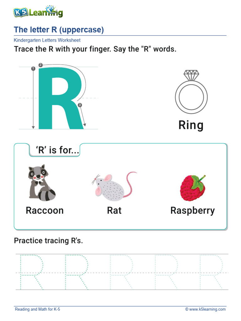 Kindergarten R Tracing Worksheet | PDF