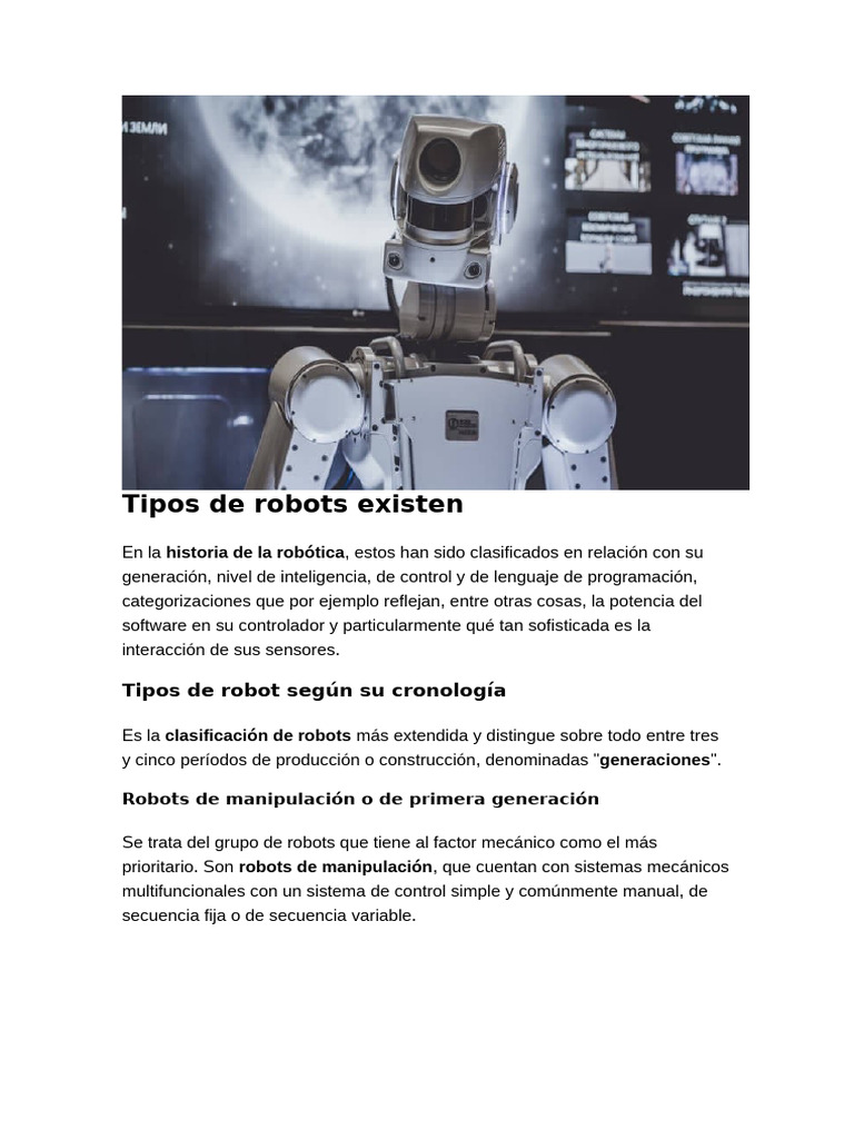 Qué tipos de robots existen | PDF | Robot | Robótica