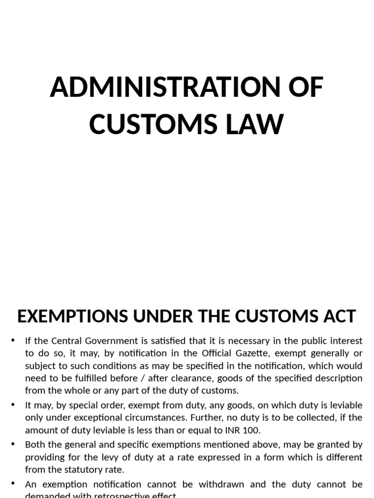 Customs Law Exemptions and Procedures | PDF | Customs | Port