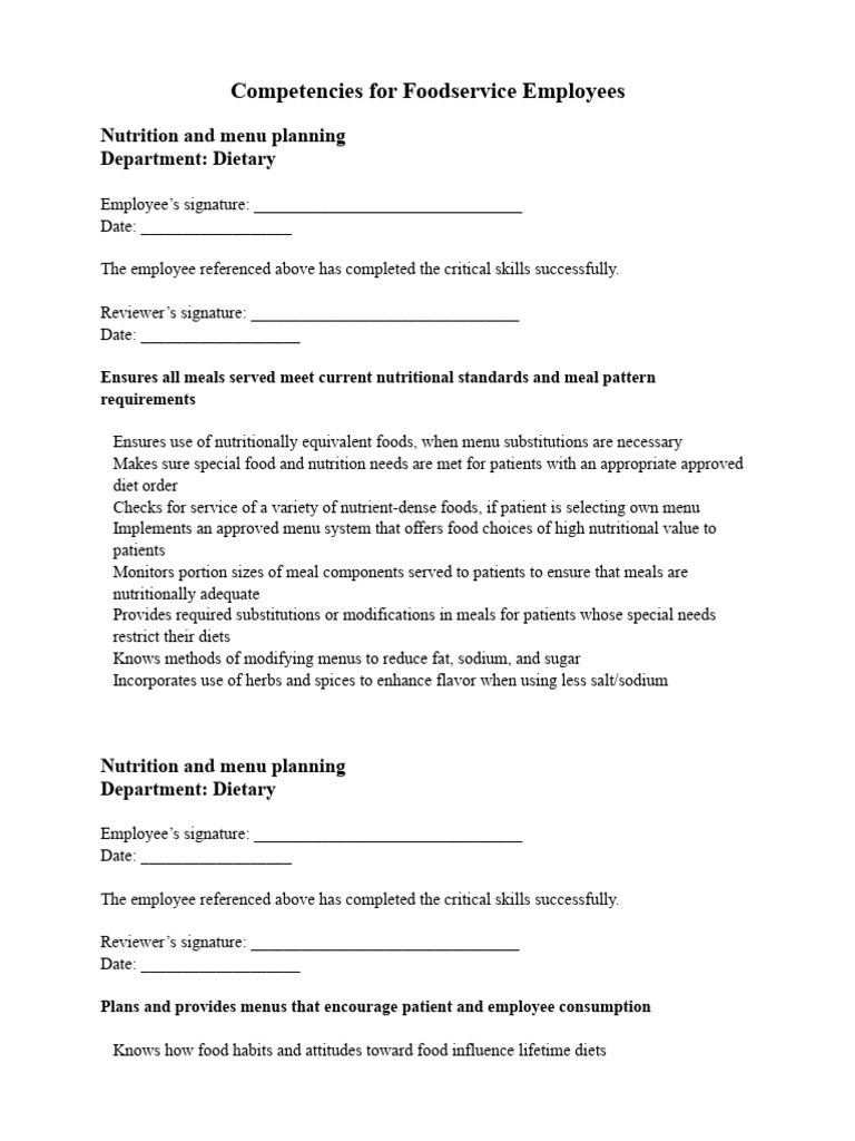 Foodservice Employee Competencies Guide | PDF | Diet (Nutrition) | Diet ...