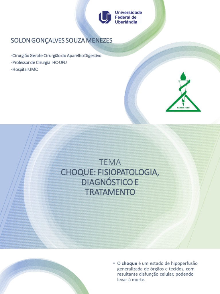 Choque: Fisiopatologia e Tratamento | PDF | Choque (circulatório ...