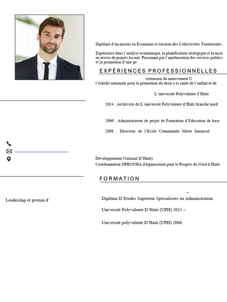 Modèle de CV Haïtien Professionnel | PDF | Haïti