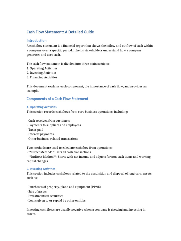 Cash Flow Statement Explained: Key Insights | PDF | Cash Flow Statement ...