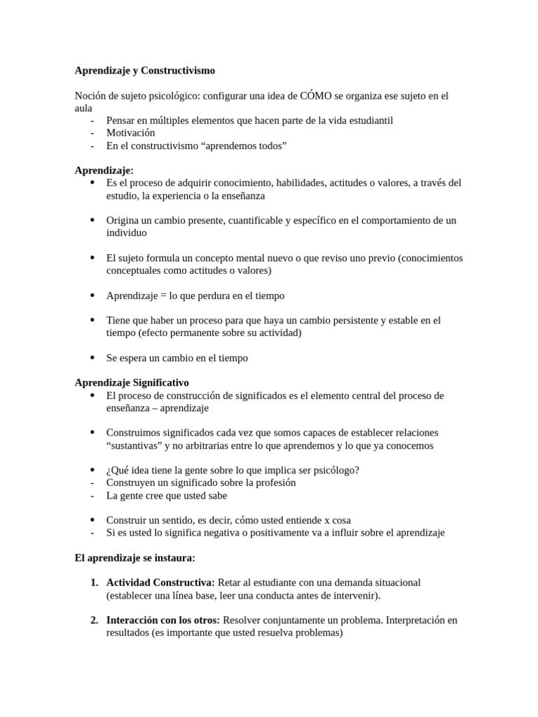 Aprendizaje y Constructivismo | PDF | Aprendizaje | Constructivismo ...