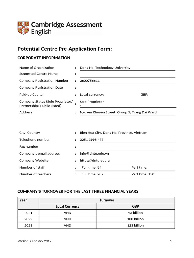 1_Pre-Application Form_Oct2020 (2) | PDF | English As A Second Or ...