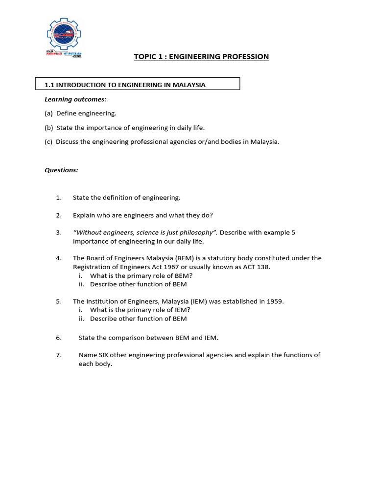 Engineering Profession Overview in Malaysia | PDF | Engineering | Science