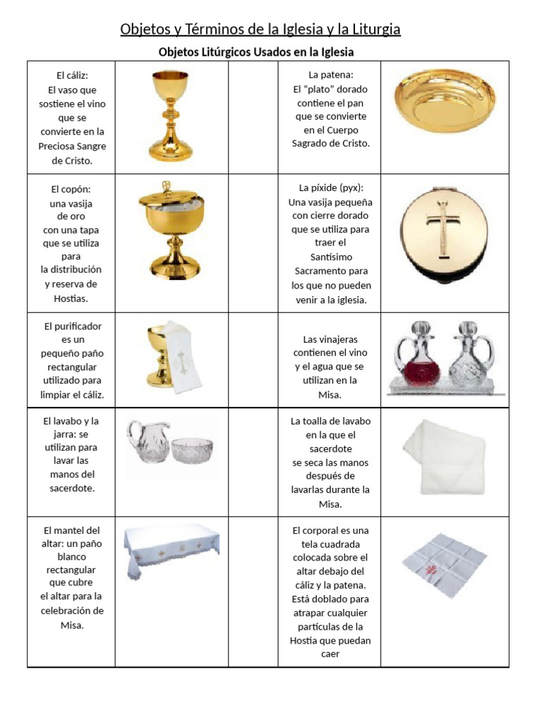 Ornamentos Liturgicos | PDF | eucaristía | Adoración Cristiana Y Liturgia