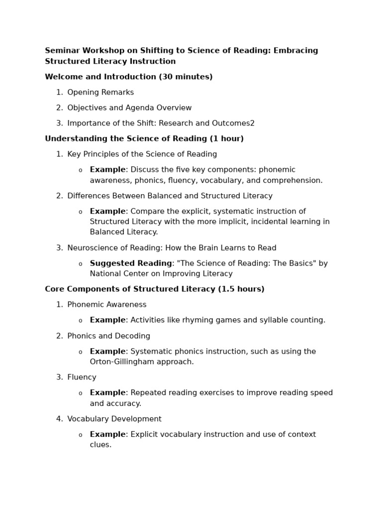 Seminar Workshop On Shifting To Science of Reading | PDF | Phonics ...