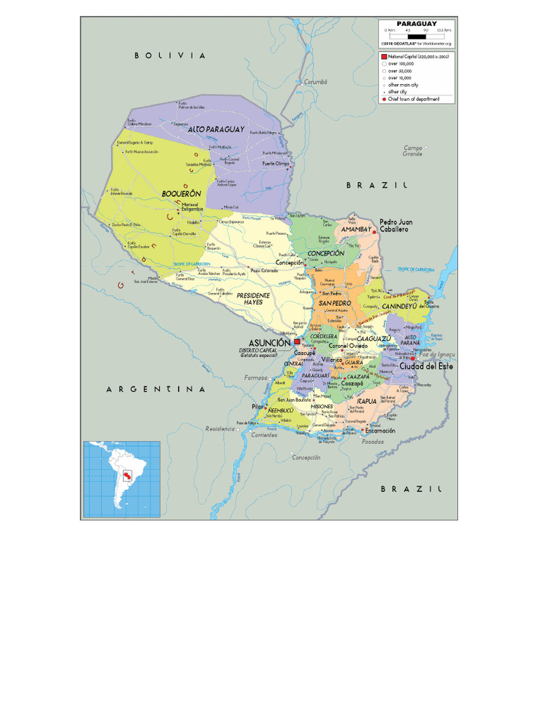 Paraguay Political Map Gif 1 555 2 200 Pixels PDF 1