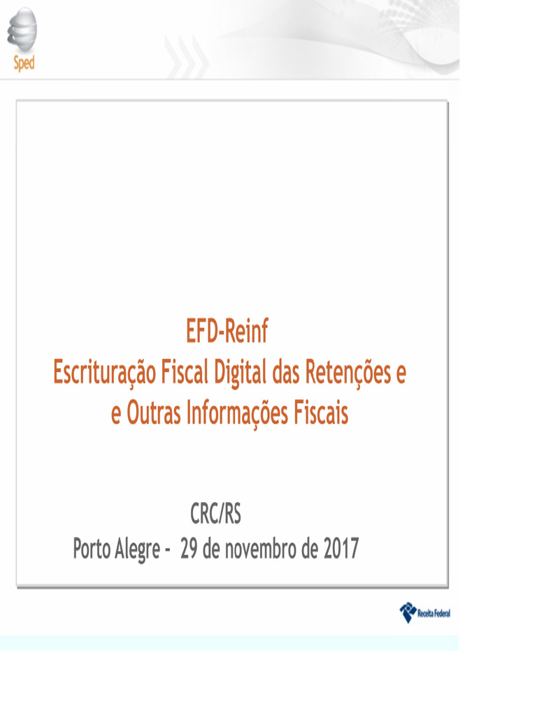 EFD-Reinf: Obrigatoriedades e Informações | PDF | Impostos | Receita