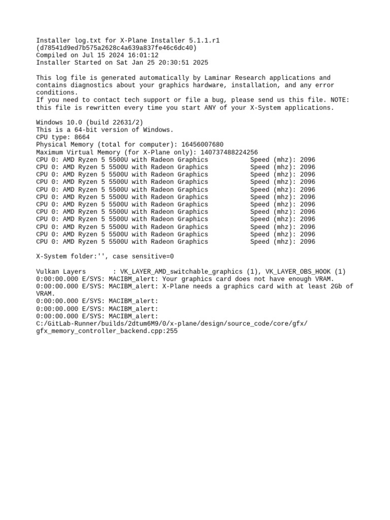 X-Plane Installer Log | PDF