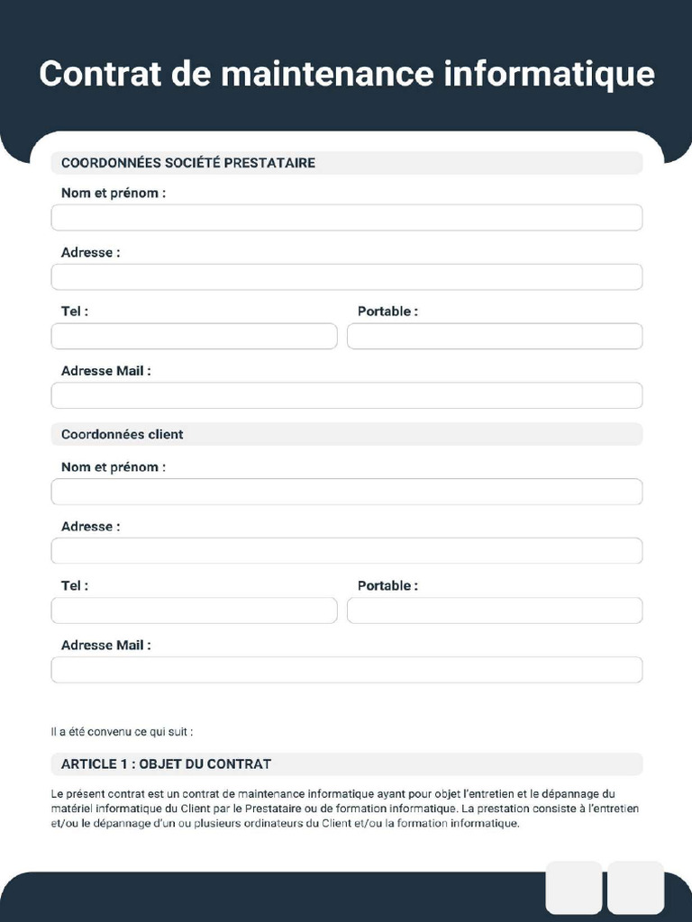 Contrat de Maintenance Informatique 1 | PDF