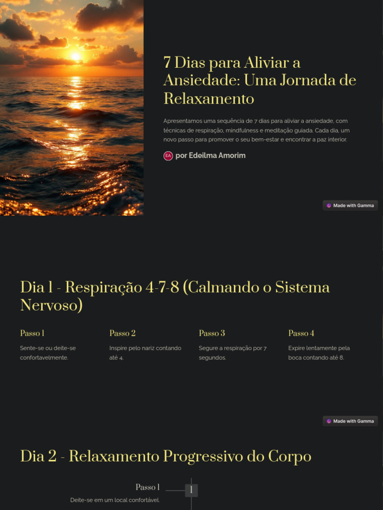 7 Dias para Aliviar a Ansiedade | PDF | Intervenções mente-corpo ...