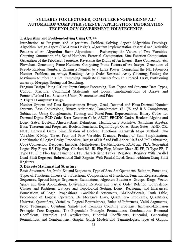 Computer Engineering Syllabus Overview | PDF | Boolean Algebra ...