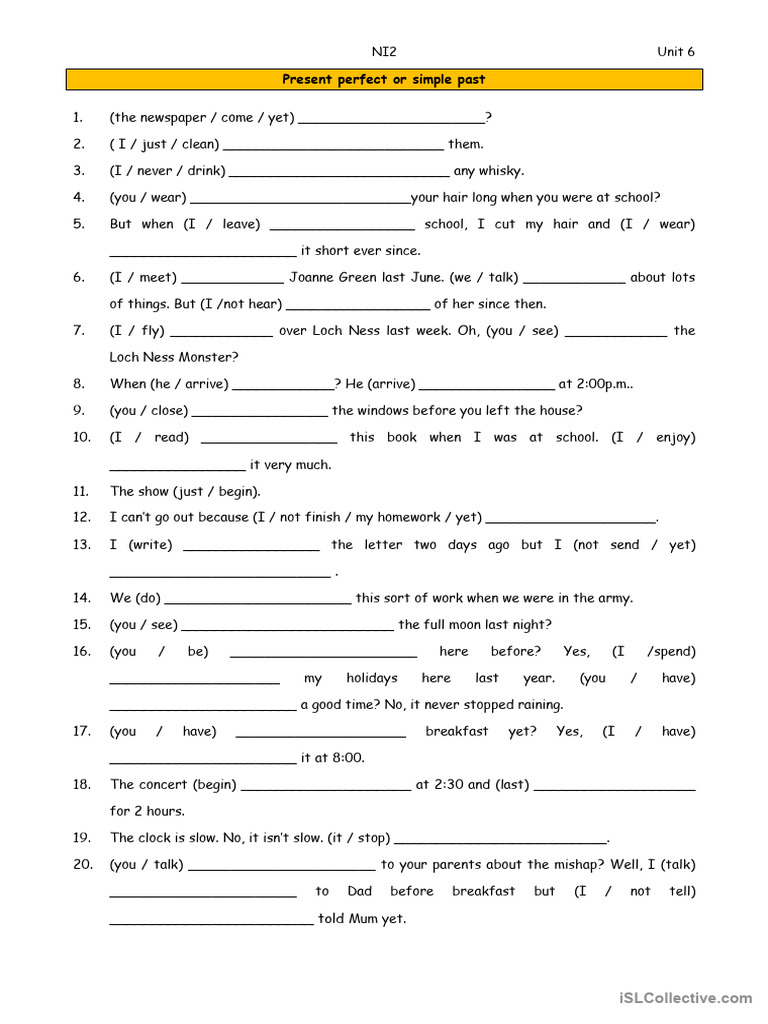 Past Simple vs Present Perfect Exercises | PDF