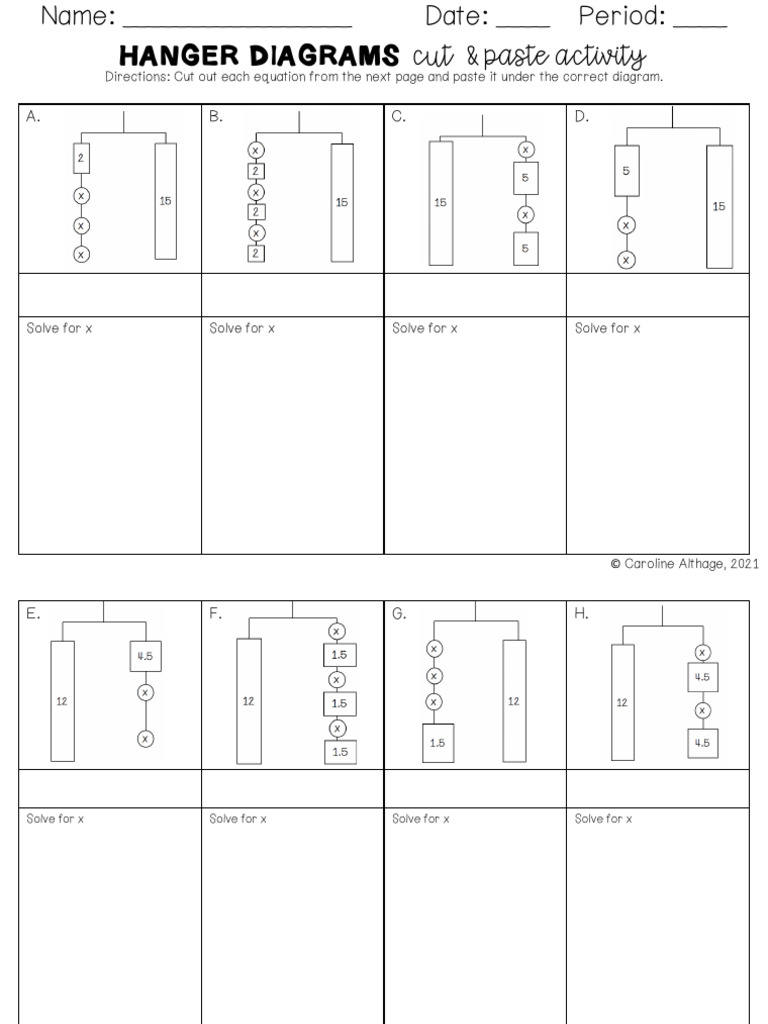 Hanger Diagram Worksheet Activity | PDF