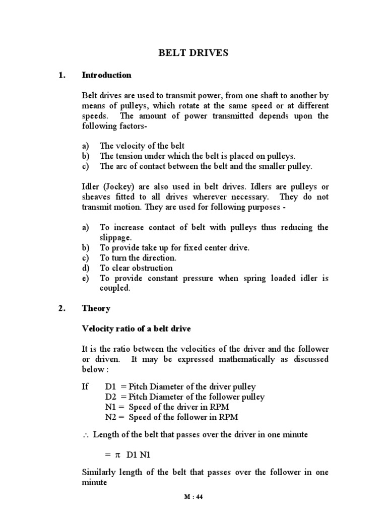 Types and Maintenance of Belt Drives | PDF | Belt (Mechanical) | Machines