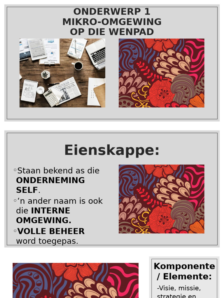 Onderwerp 1 Mikro Omgewing Op Die Wenpad PDF