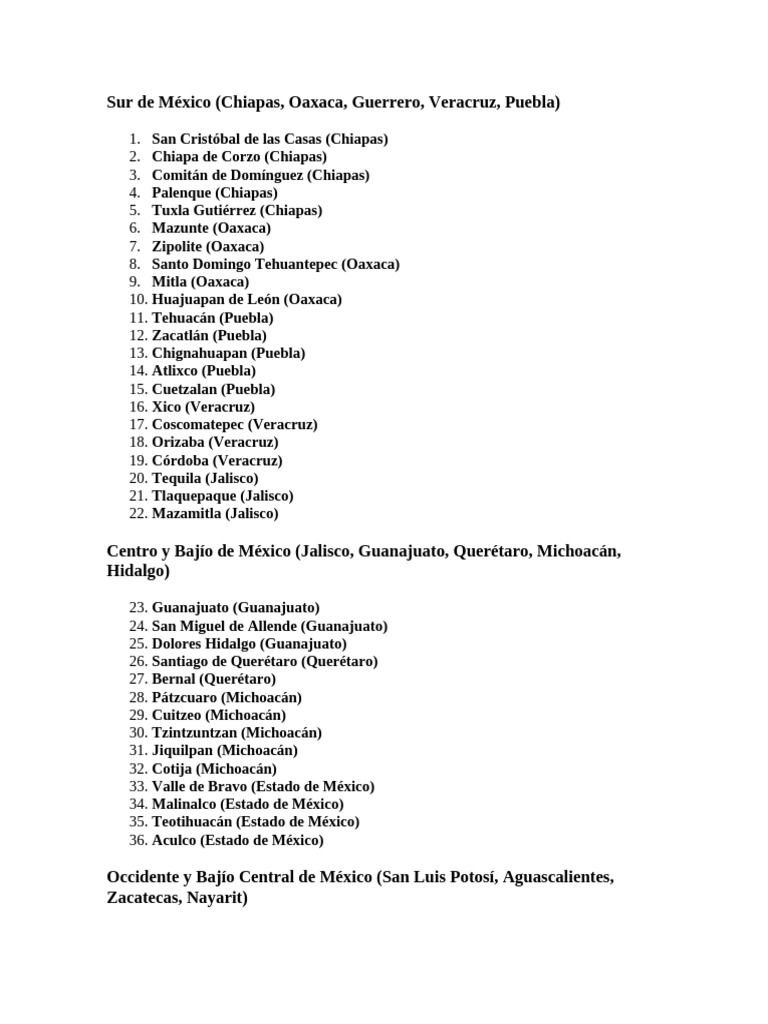 Pueblos Mágicos de México: Guía Completa | PDF | Turismo | Relaciones ...