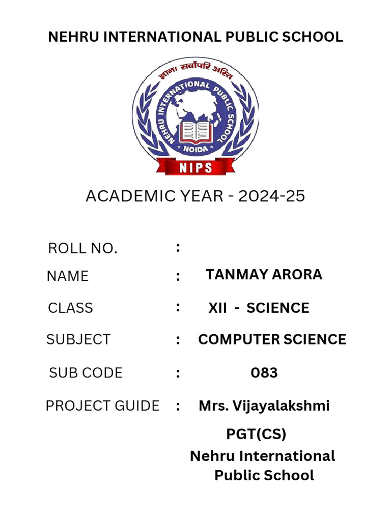 CS Practical File Cover Page | PDF