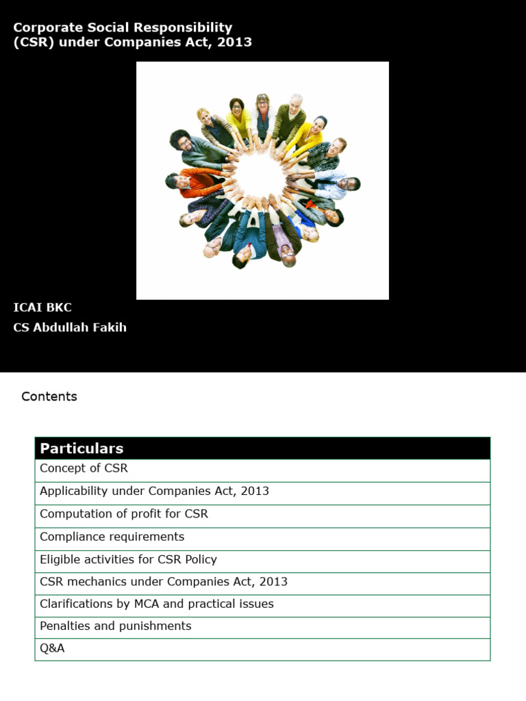 CSR Compliance Under Companies Act 2013 | PDF | Corporate Social ...