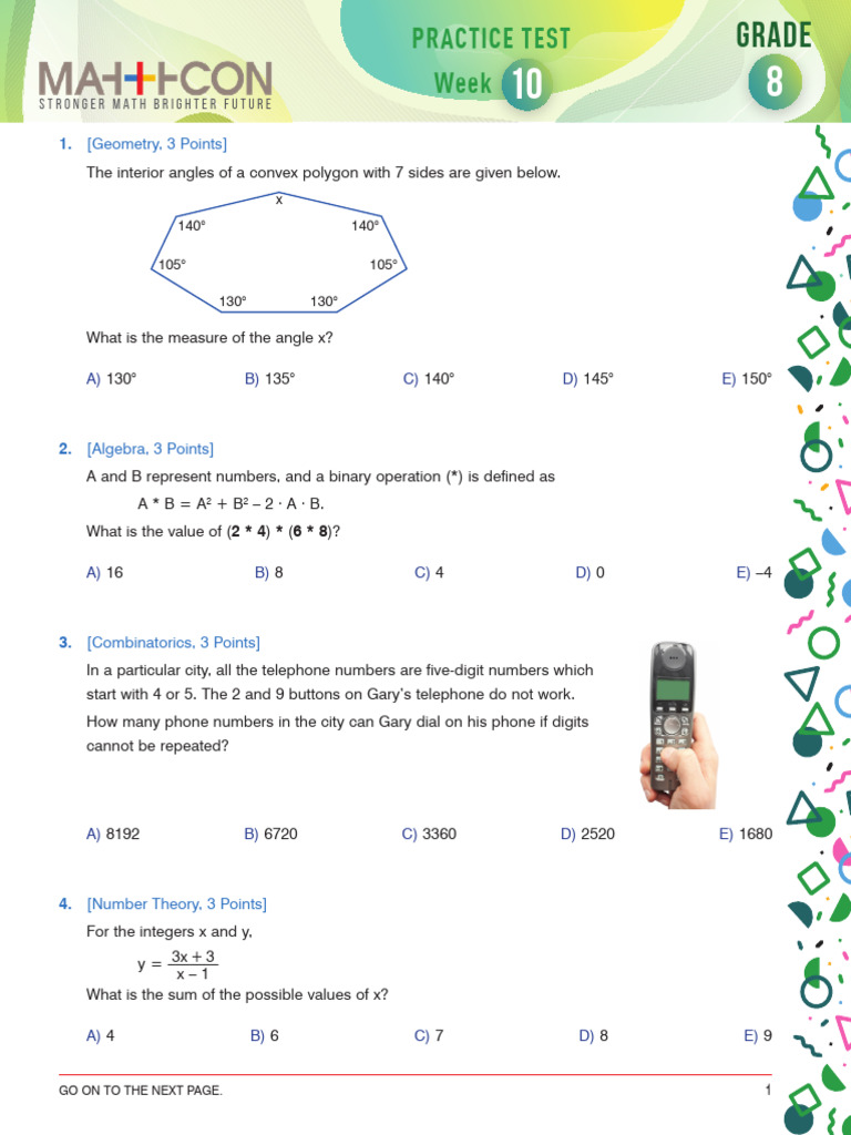 Grade8Test | PDF | Doughnut | Number Theory
