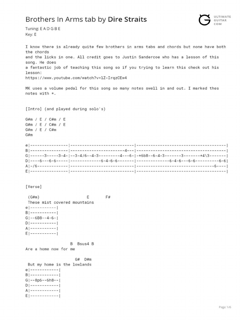 Brothers in Arms Tab | PDF