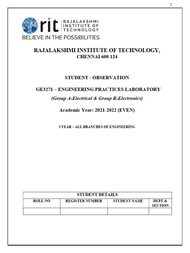 Engineering Practices Lab Guide | PDF | Fluorescent Lamp | Incandescent ...