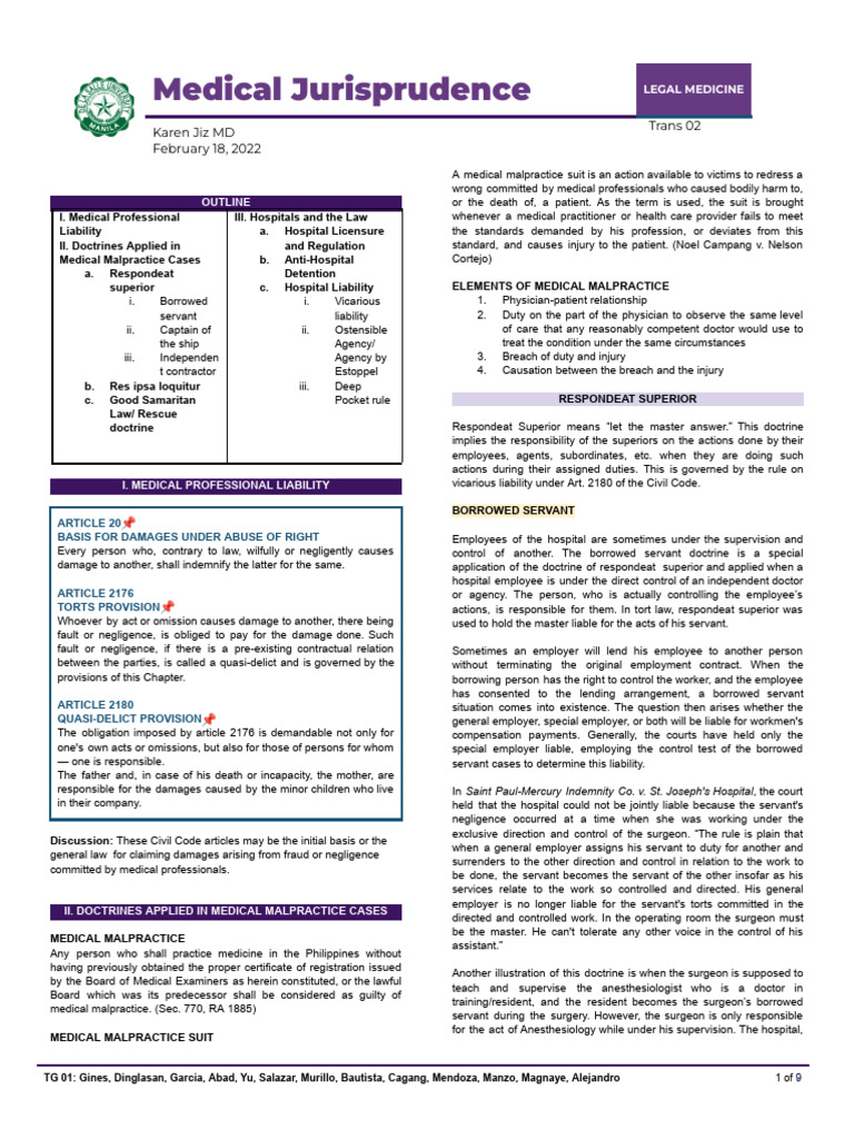 Medical Malpractice and Liability Laws | PDF | Negligence | Legal Liability